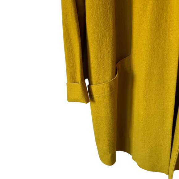 Eileen Fisher Sm Boiled Wool Cardigan Shawl Collar Open Front Pockets Mid Length - Picture 14 of 16